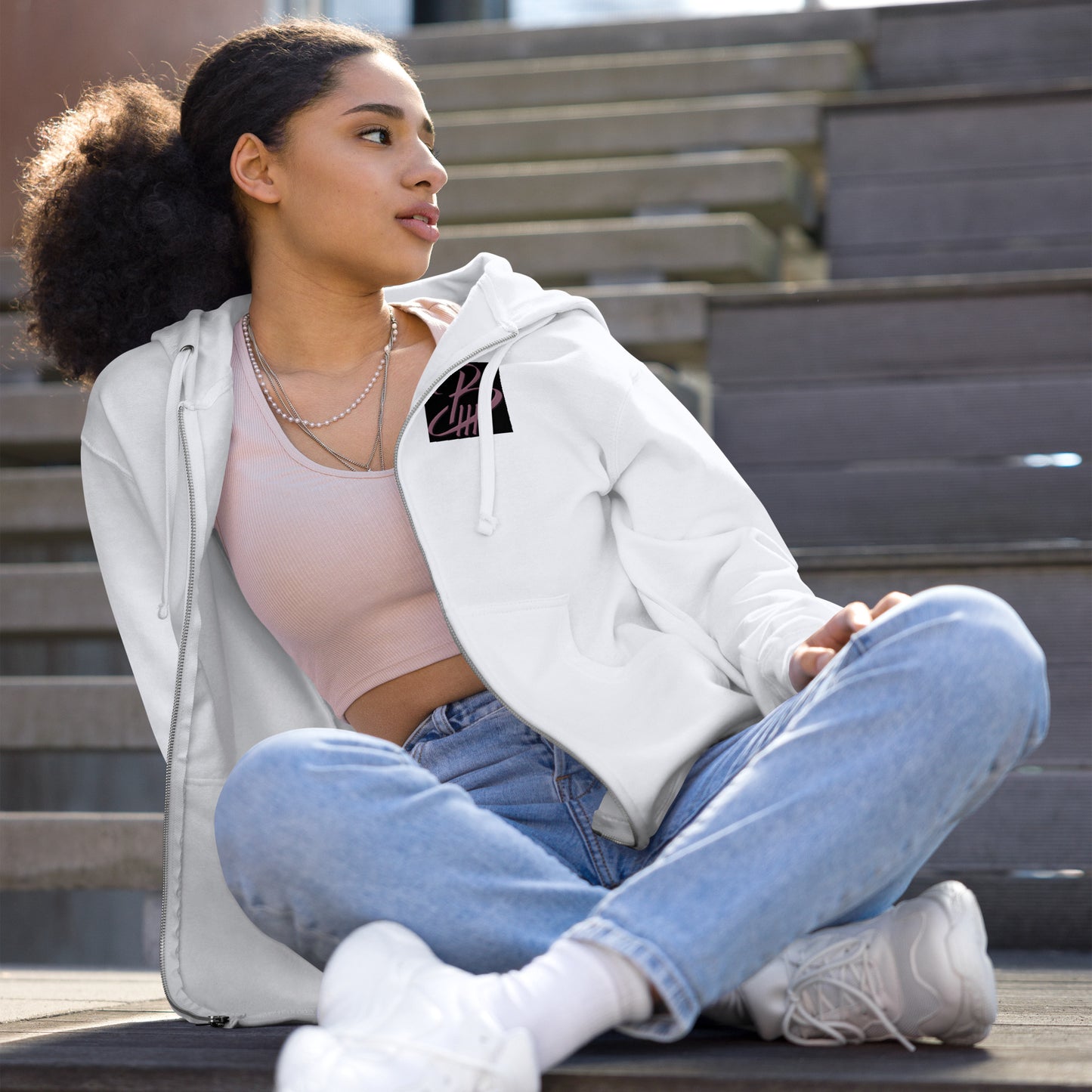 Unisex fleece zip up hoodie